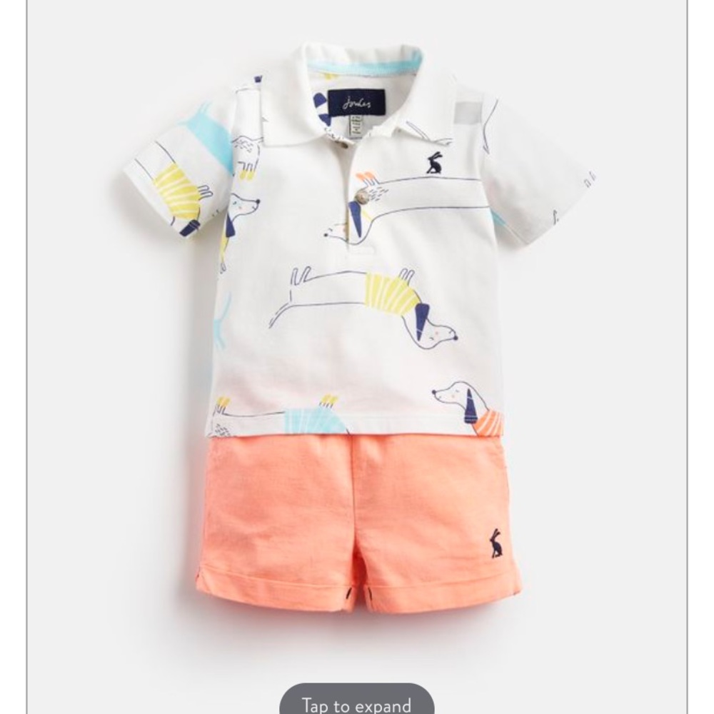 Joules polo shirt and short set 6-9m